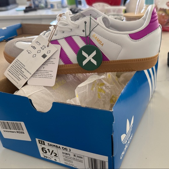 adidas Shoes - adidas Samba OG J White Purple Gum Sole